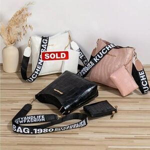 Chic Croc-Embossed Mini CrossbodyโVegan Leather Bag Set